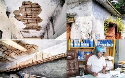 হেলমেট পরে অফিস করেন প্রশাসনিক কর্মকর্তা: ধসে পড়ছে চিত্রা পাড়ের বড়বাড়িয়া ইউনিয়ন পরিষদ ভবন